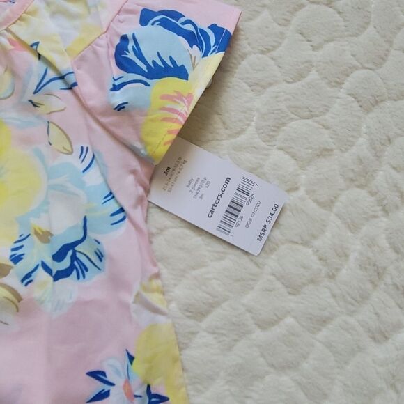 Carter's baby girl outfit 3M floral striped New - Picture 3 of 5